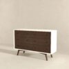 Mid-Century Modern White Dresser 6 Drawer - Dark Brown / White - Image 4