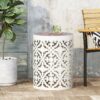 Airy - Outdoor Side Table With Lace Cut Design And Metal Frame - White - Image 2