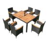 7 Piece Outdoor Patio Wicker Dining Set Patio Wicker Furniture Dining Set - Black / Cream - Image 16