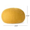 Bordeaux - Knitted Cotton Round Pouf, Versatile Ottoman And Floor Cushion - Yellow - Image 3