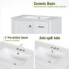 Bathroom Vanity, Modern Bathroom Cabinet With Sink Combo Set, Bathroom Storage Cabinet With A Soft Closing Door And 3 Drawers, Solid Wood Frame - White - Image 5