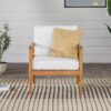 Contemporary Cushioned Eucalyptus Wood Patio Accent Chair - Brown - Image 5