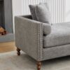 Chenille Upholstered Chaise Lounge With Nailheads And Rubberwood Legs, Wide Sleeper Sofa With 4 Throw Pillows & 2 Bolsters - Gray - Image 14