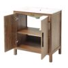 Bathroom Vanity With Single Sink, Combination Under Counter Sink, Bathroom Storage Cabinet With Soft Closing Door, Multi-Function Storage, Solid Wood Frame - Light Brown - Image 13