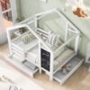 Twin House Bed With Blackboard And Drawers, 2 Assembly Options - White - Image 17