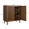 Farmhouse Sideboard Buffet Cabinet With Louvered Doors, Wood Coffee Bar Storage For Kitchen & Living Room - Walnut - Image 3