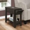 Accent Side Table, Storage, Lamp, Transitional - Espresso - Image 4