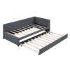 Upholstered Daybed With Trundle Twin Size Sofa Bed Frame No Box Spring Needed, Linen - Gray - Image 4