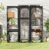 Outdoor Cat House, Diy Cat Enclosure With Double Enter Doors - Black Brown - Image 4