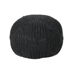 Bordeaux - Knitted Cotton Round Pouf, Multi Purpose Home Accessory - Dark Gray