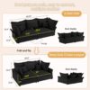 Modern Comfy Upholstered Sofa Cloud Couch, Deep Seat Couches With Multiple Large Soft Pillows, Convertible Deep Seat Chaise Longue For Living Room - Black - Image 15