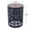 Outdoor Lace Cut Metal Side Table - Dark Blue - Image 3
