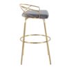 Charlotte - Glam Glam / Art Deco Fixed Height Barstool With Swivel With Round Footrest (Set of 2) - Gold / Gray - Image 3