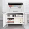 Office Furniture Copier Cabinet 2 Door Steel Copier Stand Mobile Pedestal File Printer Stand - White - Image 23
