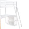 Twin Size Loft Bed With Ladder, Shelves, And Desk - White - Image 6
