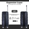 Luggage Set Of 5 Pieces, Expandable Hard Pc Luggage Set With Tsa Lock For Rotating Wheels, Lightweight Rolling Luggage - Black - Image 6