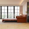 Pull Out Sofa Bed, 3 In 1 Faux Leather Convertible Sleeper Sofa With Nailhead Trim & Rolled Arm Multifunctional Sofa Bed For Living Room - Light Brown - Image 7