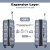 Expandable 3 Piece Luggage Sets Pc Lightweight & Durable Suitcase With Two Hooks, Spinner Wheels, Tsa Lock, (21/25/29) - Gray - Image 6