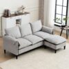 Convertible Combination Sofa, Sofa L Shaped, Sofa With Footstools With Storage Sofa For Living Room, 3 Seater Combination Sofa - Beige - Image 4