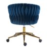 Woven Office Chair, Vanity Chairs With Wheels, Height Adjustable, 360 Degree Swivel For Bedroom, Living Room - Blue - Image 3