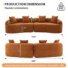 Compression Sofa:4 Seater Orange Sofa With Wood Grain Chenille Fabric, 30D, 60 Hardness Full Sponge, 4 Pillows For Living Room, Home Furniture Sleeper Sectional Sofa For Apartment - Image 7