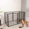 53.94" 6 Panels Heavy Duty Metal Playpen With Door, Dog Fence Pet Exercise Pen For Outdoor, Indoor - Black - Image 3