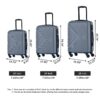 3 Piece Luggage Sets Lightweight Suitcase With Two Hooks, Spinner Wheels, Tsa Lock, (20/24/28) - Gray - Image 24
