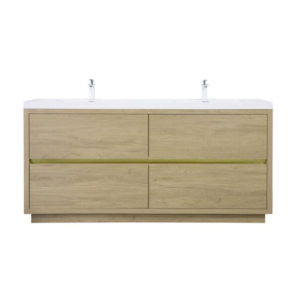 Bathin Freestanding Bathroom Vanity With Double Sinks, Bathroom Storage Vanity Cabinet With Stone Resin Countertop And Soft Close Drawers - Natural Oak