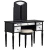 Dressing Table Set With Mirrored Drawers And Stool, Tri-Fold Mirror, Makeup Vanity Set For Bedroom - Black - Image 12