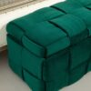 Upholstered Fabric Storage Ottoman Bench With Safety Hinge For Living Room & Bedroom - Green - Image 10