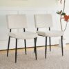 Modern Dining Chair Fabric Upholstered Chairs With Black Metal Legs For Home And Bedroom (Set of 2) - Beige - Image 2