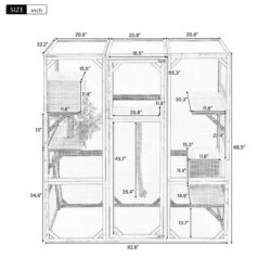 Outdoor Diy Cat House Catio With Double Enter Doors, Platforms, And Condos - Dark Gray