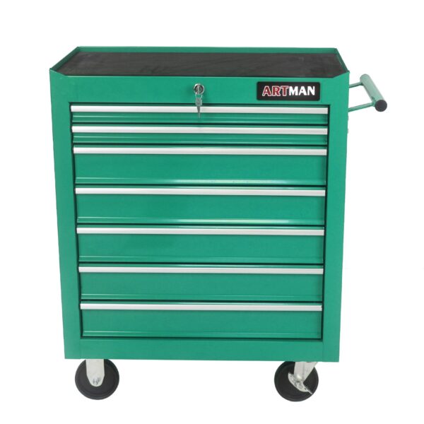 7 Drawers Multifunctional Tool Cart & Wheels - Green