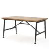 Rectangle Outdoor Coffee Table With Angled Tubular Legs And Wood Top - Black - Image 5