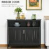 Homcom - Sideboard Buffet Cabinet, Kitchen Cabinet, Coffee Bar Cabinet With 2 Doors And Adjustable Shelves For Entryway Living Room - Black - Image 2