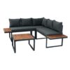 4 Piece L-Shaped Patio Wicker Outdoor 5 Seater Sectional Sofa Seating Group Conversation Sets With Side Table & Cushions - Dark Gray - Image 15