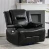 360° Swivel And Rocking Home Theater Recliner Manual Recliner Chair With A Led Light Strip For Living Room - Black - Image 6
