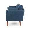 Diaphanous - Upholstered 3 Seater Sofa With 2 Accent Pillows And Wood Legs - Navy Blue - Image 4