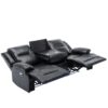 3 Seater Home Theater Recliner Manual Recliner Chair With A Led Light Strip Two Built-In Cup Holders For Living Room - Black - Image 10