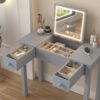 Vanity Table With LED Lights, Flip-Top Mirror And 2 Drawers, Jewelry Storage - Sleek Gray - Image 15