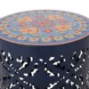 Outdoor Lace Cut Metal Side Table - Dark Blue - Image 6