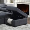 Haris - Fabric Sleeper Sofa Sectional With Adjustable Headrest And Storage Ottoman - Dark Gray - Image 5