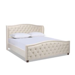 Fontana - King Wingback Upholstered Platform Bed Frame - Sky Neutral Beige