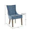 Dining Side Chair, High Back Upholstered Multi-Hued Fabric (Set of 2) - Blue - Image 3