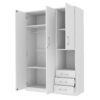 2 Doors Wardrobe Storage For Bedroom With Shelves And 3 Drawers - White - Image 3