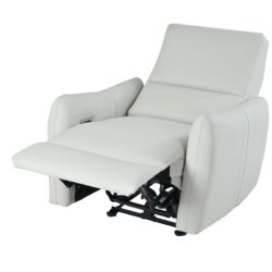 Wall Hugger Recliner, Power Recliner Chair, Electric Recliner For Living Room, Leather Reclining Armchair, Reclining Sofa For Bedroom / Apartment / Rv, With USB Port (Type - C) - Light Gray