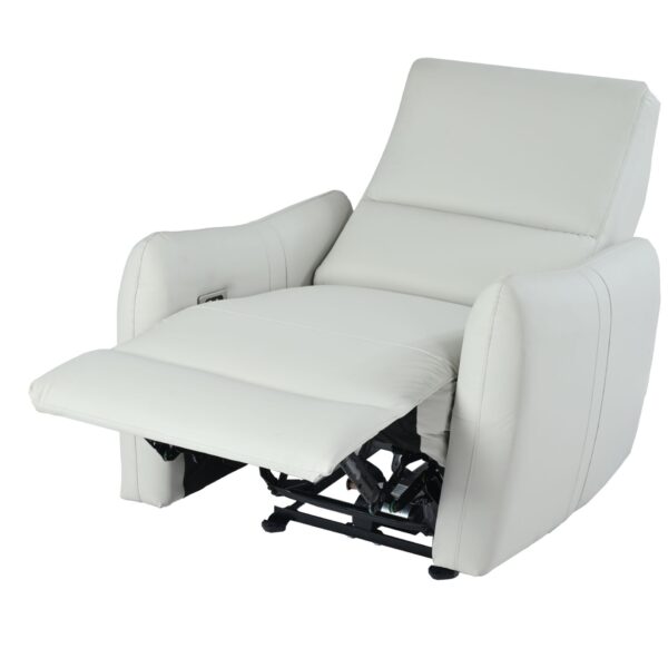 Wall Hugger Recliner, Power Recliner Chair, Electric Recliner For Living Room, Leather Reclining Armchair, Reclining Sofa For Bedroom / Apartment / Rv, With USB Port (Type - C) - Light Gray