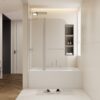 Aluminium Alloy Shower Doors For Bathtub - Brushed Nickel - Image 2