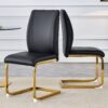 Luxurious And Minimalist Chair Covers, 2 High Elasticity Dining Chairs Arched Legs - Black / Gold - Image 5