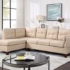 Dalia - Linen Modern Sectional Sofa With Left Facing Chaise - Khaki - Image 4